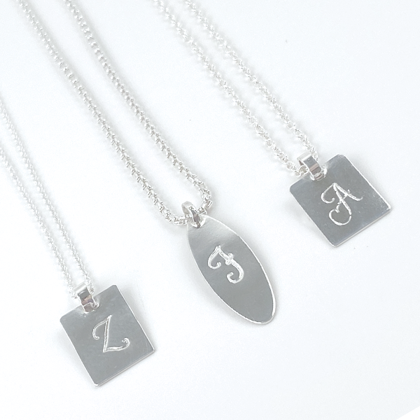 Handmade Argentium Silver Letter Pendants - Made in California
