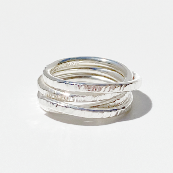Argentium® Silver Textured Crossover Ring Collection - Size 4.25