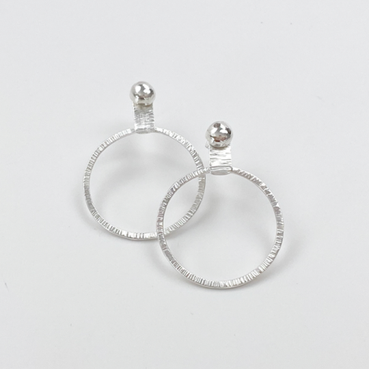 Sterling Silver Hoop Earrings - Earring Jacket with Studs (wear 2 ways)