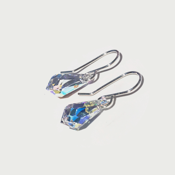 Teardrop Sterling Earrings - Iridescent Crystal
