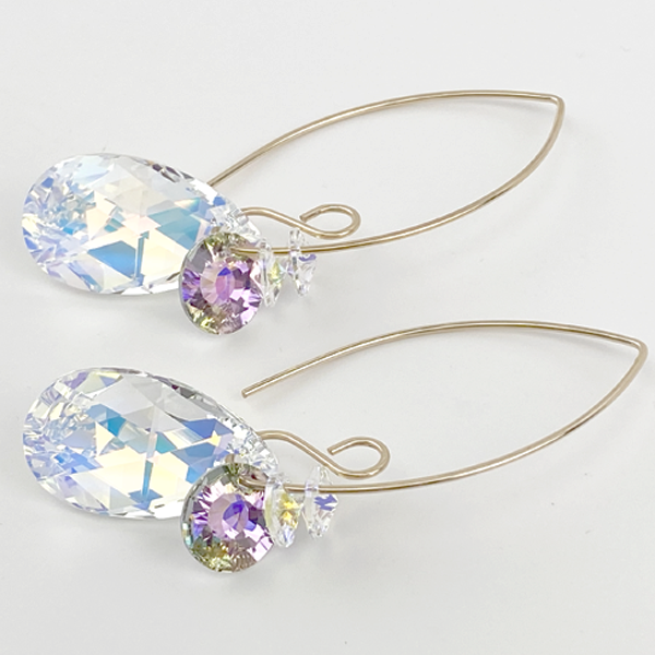 Grand Goddess 14k Gold Earrings - Ultra Large Crystals (versatile)