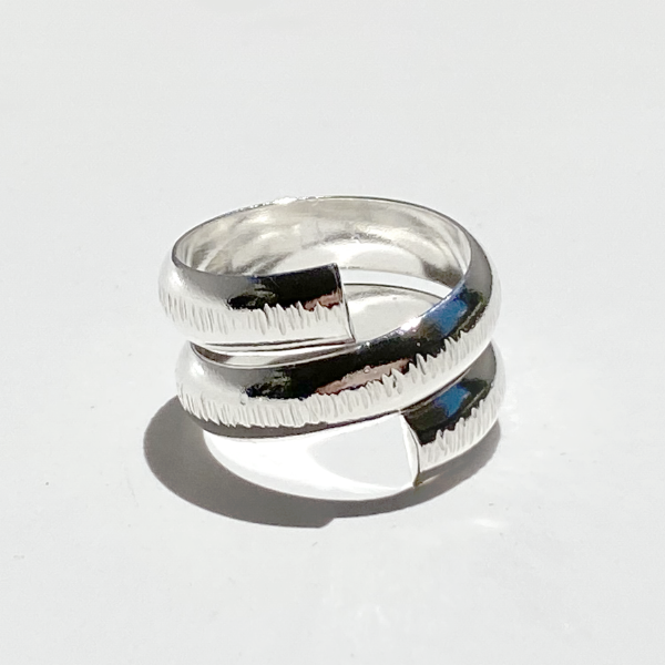 Argentium® Silver Wide Textured Snake Band Ring Collection Size 10.75 | Classic