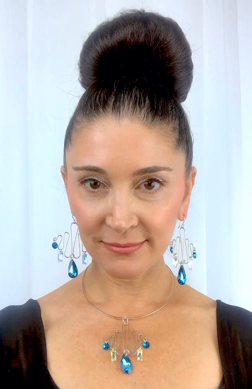 Romantic Sterling Silver Goddess Chandelier Earrings - Ultra Large Crystals