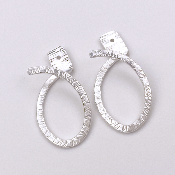 Modern Sterling Silver Hoop Earring Set - Earring Jackets with Studs (wear 3 ways)