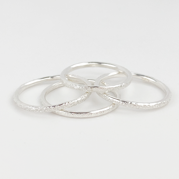 Timeless Textured Ring Band Collection - Traditional Sterling