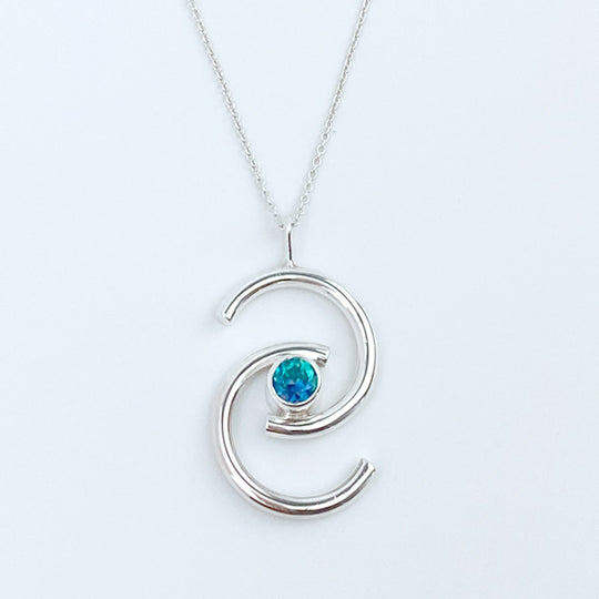 Argentium® Silver Topaz Pendant Necklace - Floating C
