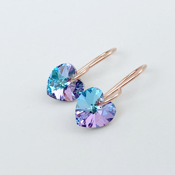 Shimmering Small Crystal Heart Earrings - (color & metal options)