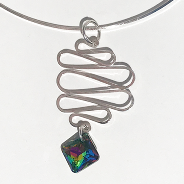 Sterling Silver Rainbow Crystal Pendant 
