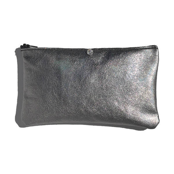 Monique Bag – Soft Silver Metallic Leather Featuring Pave  - MONOLISA