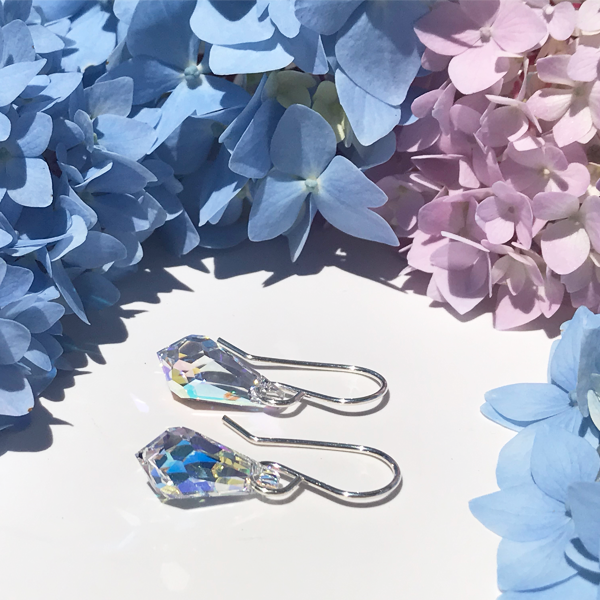 Teardrop Sterling Earrings - Iridescent Crystal