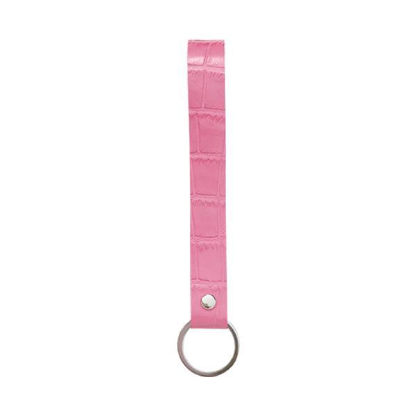 Pink Leather Croc Embossed Keychain