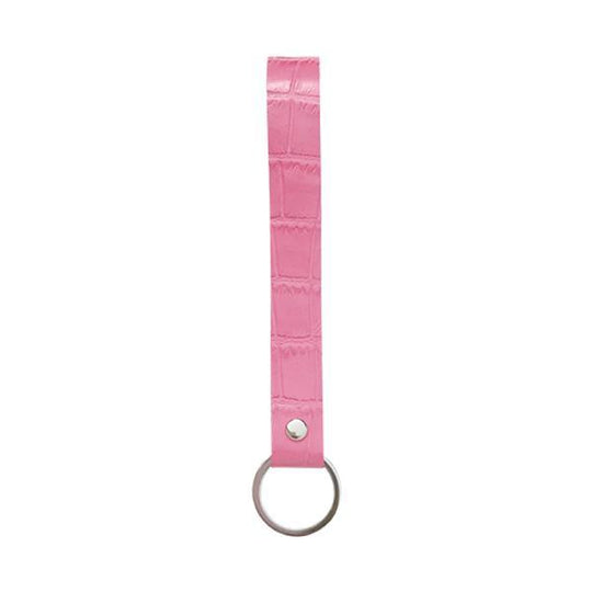 Pink Leather Croc Embossed Keychain