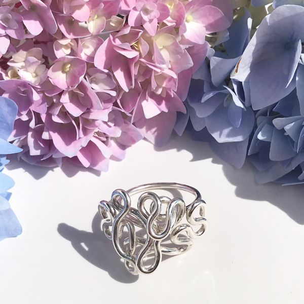 Hand Sculpted Thick Sterling Ring - Royal Goddess Large Cluster