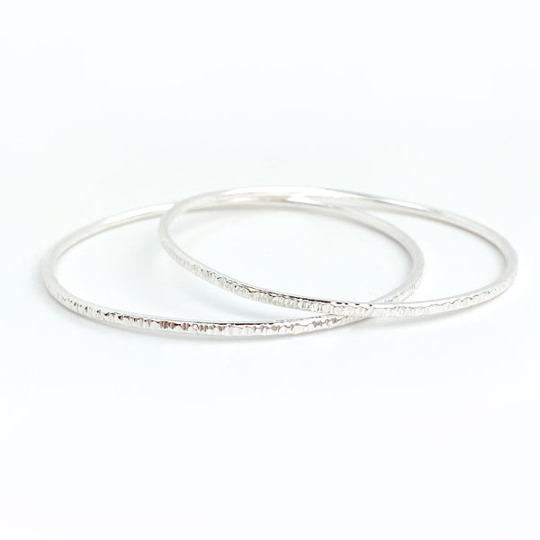 Timeless Traditional Silver Bangle Bracelets - Elegantly Textured
