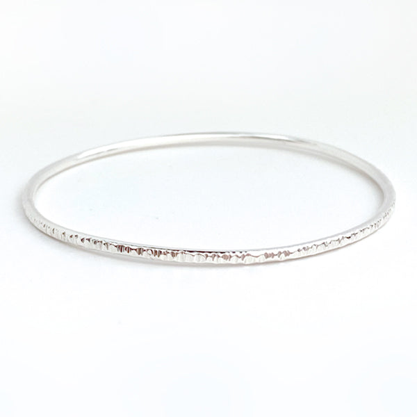 Timeless Traditional Silver Bangle Bracelet - Elegantly Textured
