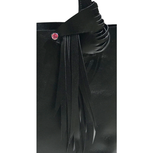 Leather Fringe Design with Rose Crystal