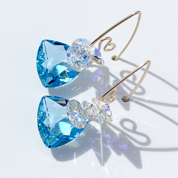 14k Gold Filled Light Blue Crystal Earrings MONOLISA Brand | Handmade by California Artist Lisa Ramos
